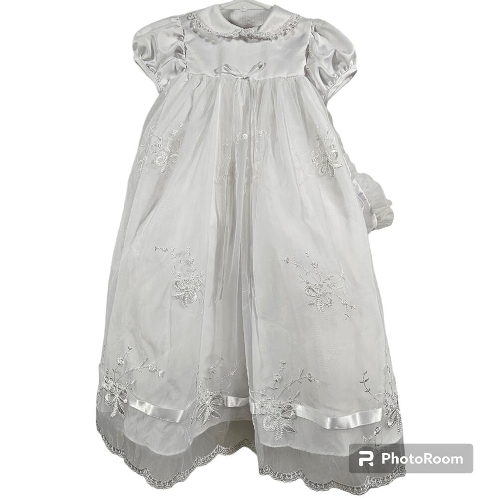 Edgehill Collection White Christening Baptism Infant Gown 6-9 months